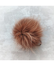 Pompom made of natural raccoon fur shimmering copper 17-20 cm