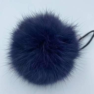 Pompom made of natural rabbit fur, starry night 8-9 cm