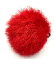 Pompom made of natural rabbit fur, light red 8-9 cm