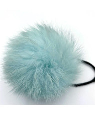 Pompom made of natural rabbit fur, turquoise 8-9 cm