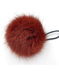 Pompom made of natural rabbit fur, terracotta 8-9 cm