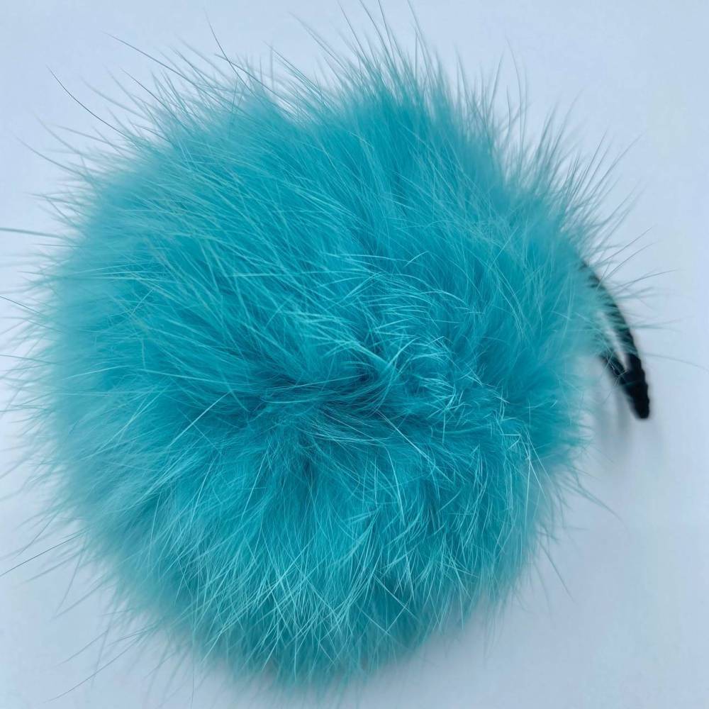 Pompom made of natural rabbit fur, turquoise 8-9 cm Pompom made of natural rabbit fur, turquoise 8-9 cm