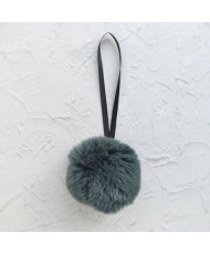 Pompom made of natural rex rabbit fur, feldgrau 8 cm