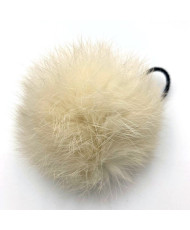 Pompom made of natural rabbit fur, cream 8-9 cm