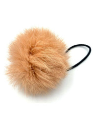 Pompom made of natural rabbit fur, tender peach 8-9 cm
