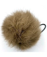 Pompom made of natural rabbit fur, coffee 8-9 cm