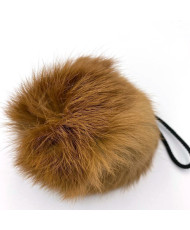 Pompom made of natural rabbit fur, camel 8-9 cm