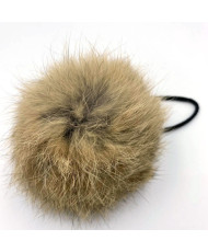 Pompom made of natural rabbit fur, beige melange 8-9 cm