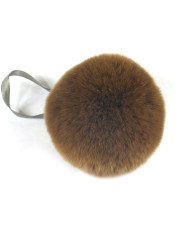 Pompom made of natural rex rabbit fur, walnut 8 cm