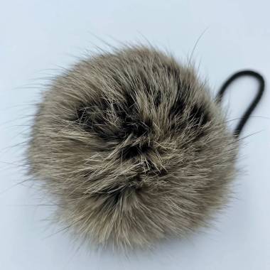Pompom made of natural rabbit fur 8-9 cm