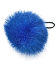 Pompom made of natural rabbit fur, blue 8-9 cm