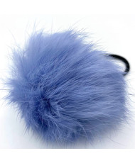 Pompom made of natural rabbit fur, blue-lilac 8-9 cm