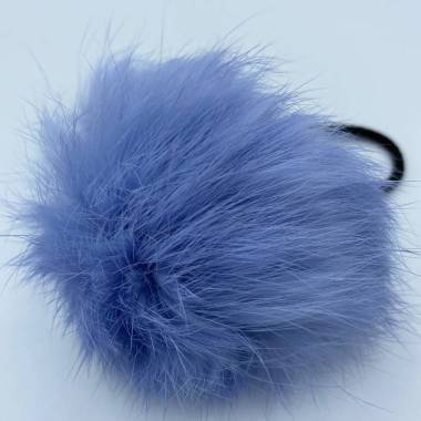 Pompom made of natural rabbit fur, blue-lilac 8-9 cm