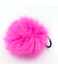 Pompom made of natural rabbit fur, bubble gum 8-9 cm