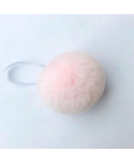 Pompom made of natural rex rabbit fur, cloudy pink color 8 cm
