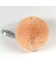 Pompom made of natural rex rabbit fur, almond cream color  8 cm