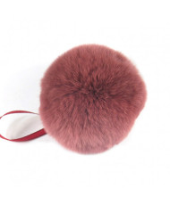 Pompom made of natural rex rabbit fur, dusty rose 8 cm