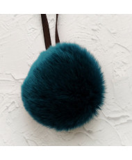 Pompom made of natural rex rabbit fur, sea ​​wave 8 cm