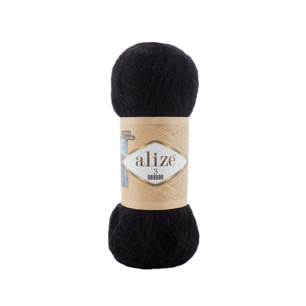 Пряжа Alize 3 Seasons чорний (60) Пряжа Alize 3 Seasons чорний (60)