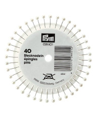 Steel pins with pearl head 0.58*40 mm, 40 pcs, Prym (028601)