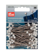 Steel pins with glass head 0.80*48 mm, 30 g, Prym (029255)