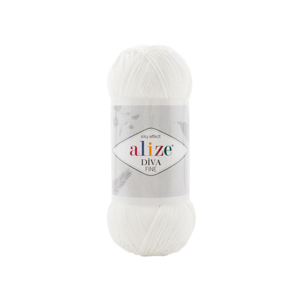 Пряжа Alize Diva Fine белый (55) Пряжа Alize Diva Fine белый (55)