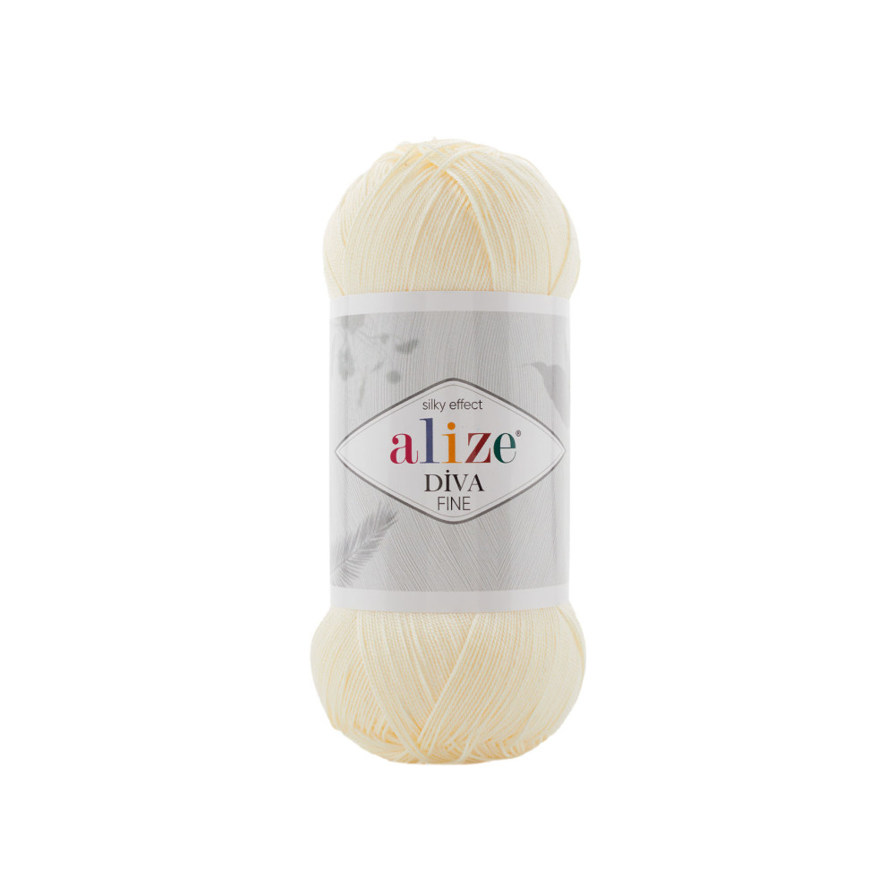 Пряжа Alize Diva Fine кремовый (01) Пряжа Alize Diva Fine кремовый (01)