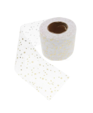 White tulle with stars, 6 cm, 1 meter