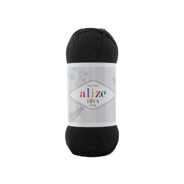 Пряжа Alize Diva Fine чорний (60)