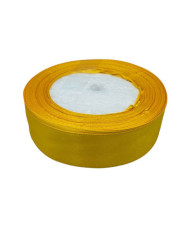 Decorative satin ribbon 2.5 cm, yellow - 1 meter