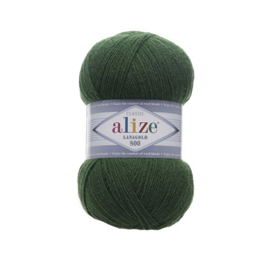 Пряжа Alize Lana Gold 800 зелений (118)
