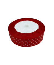 Decorative satin ribbon 2.5 cm, red with polka dots – 1 meter