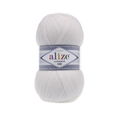 Пряжа Alize Lana Gold 800 білий (55)