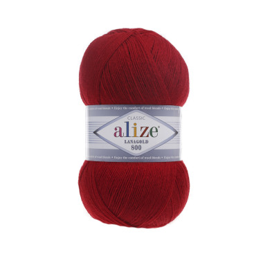 Пряжа Alize Lana Gold 800 красный (56)