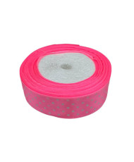 Decorative satin ribbon 2.5 cm, bright pink with polka dots – 1 meter