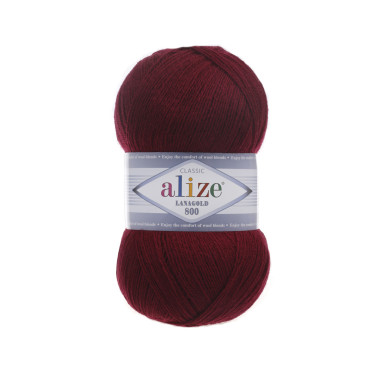 Пряжа Alize Lana Gold 800 бордовый (57)