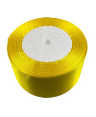 Decorative satin ribbon 5 cm, yellow- 1 meter