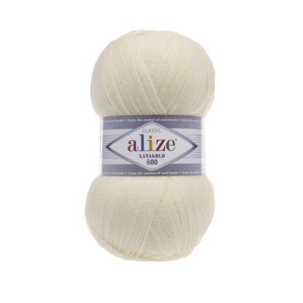 Пряжа Alize Lana Gold 800 кремовый (01)