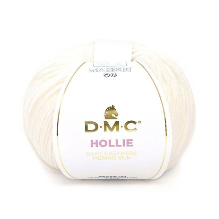 Пряжа мериносовая шерсть с кашемиром Hollie DMC, сливочный белый (005)