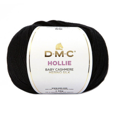 Пряжа мериносовая шерсть с кашемиром Hollie DMC, черный (490)