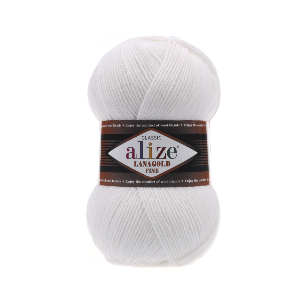 Пряжа Alize Lana Gold Fine білий (55) Пряжа Alize Lana Gold Fine білий (55)