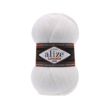 Пряжа Alize Lana Gold Fine білий (55)