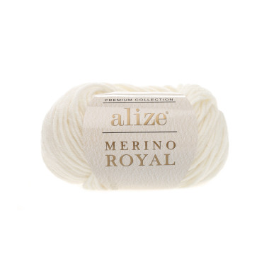 Пряжа мериносова вовна Alize Merino Royal молочний (62)