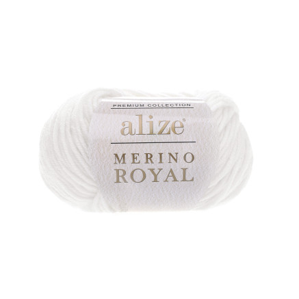 Пряжа мериносовая шерсть Alize Merino Royal белый (55)