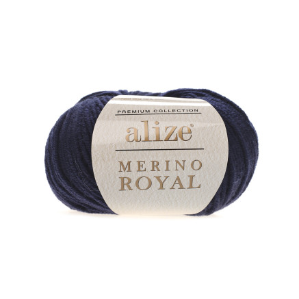 Пряжа мериносовая шерсть Alize Merino Royal темно-синий (58)