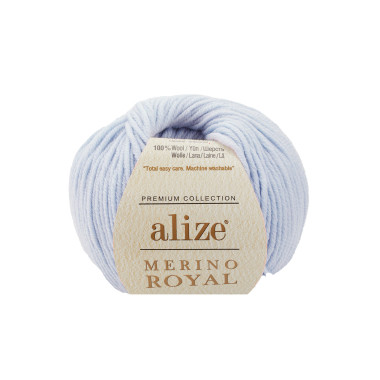 Пряжа мериносова вовна Alize Merino Royal блакитний (480)