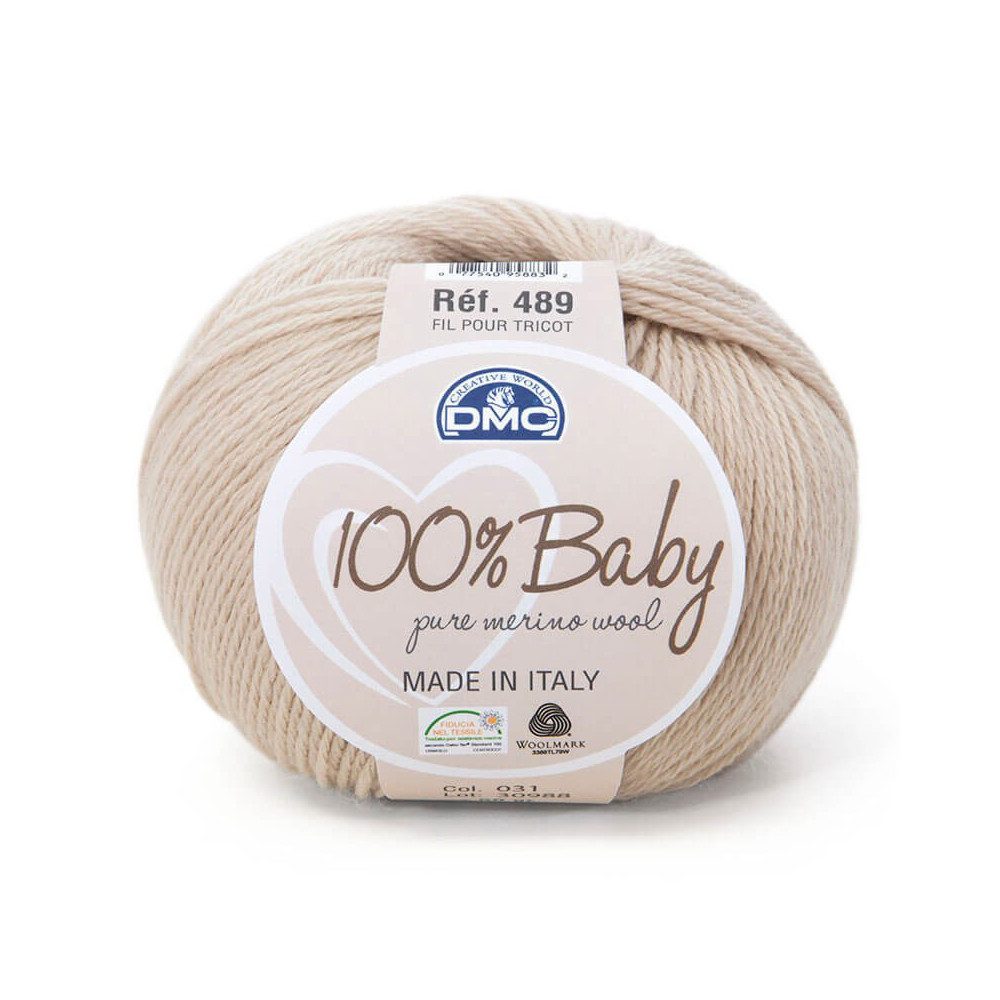 Пряжа мериносовая шерсть 100% Baby DMC, кремово-бежевый (031) Пряжа мериносовая шерсть 100% Baby DMC, кремово-бежевый (031)