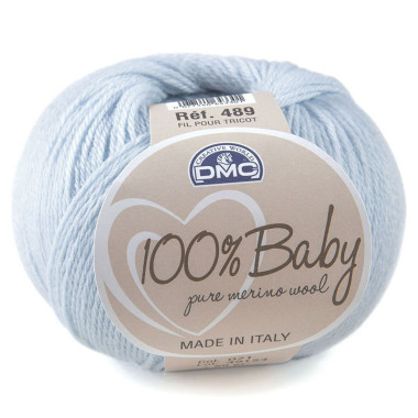 Merino wool yarn 100% Baby DMC, white and blue (071)