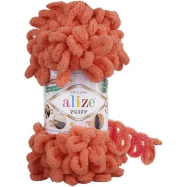 Пряжа Alize Puffy коралловый (619)
