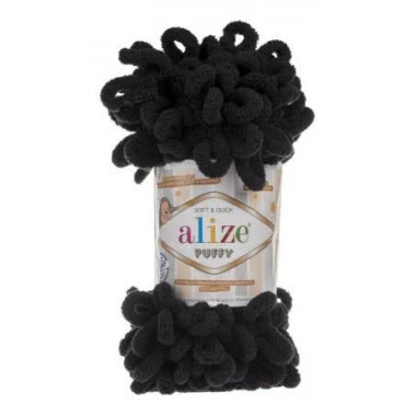 Пряжа Alize Puffy чорний (60)